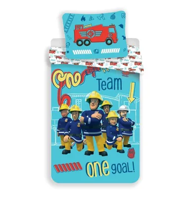 Obrázok produktu pre Detské bavlnené obliečky POŽIARNÍK SAM TEAM modré Rozmer obliečky: 70 x 90 cm | 140 x 200 cm