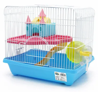 Hamsterkäfig XL 35x26x31 cm mit Laufrad, Trinkflasche & Haus