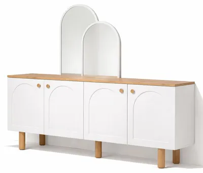 Image de Console moderne blanche et miroir design. Meubles pour la chambre à coucher
