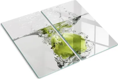 Imagen del producto de Cubierta para placa de cocina – Cubierta para placa de inducción – Placa de vidrio protectora – 2x30x52 cm – Placas de vidrio protectoras para cocina – Vidrio templado – Manzana bajo el agua