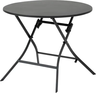 Produktbild von Runder klappbarer gartentisch "greensboro" graphit 4-sitzer aus stahl  - Hespéride