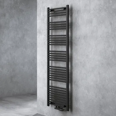 Image de doporro Radiateur de Salle de Bain Sèche-Serviette 180x50cm Radiateur Tubulaire Vertical Chauffage à Eau Chaude Gris-Noir