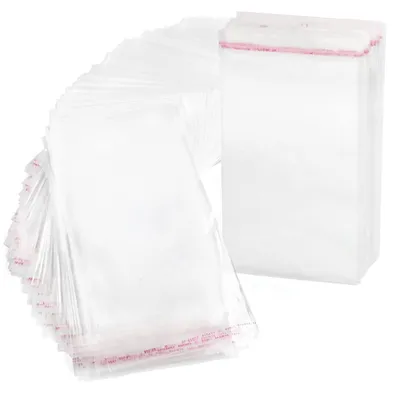 Cellophanbeutel transparent, 200 Stück, 10x16 cm, Klebeverschluss