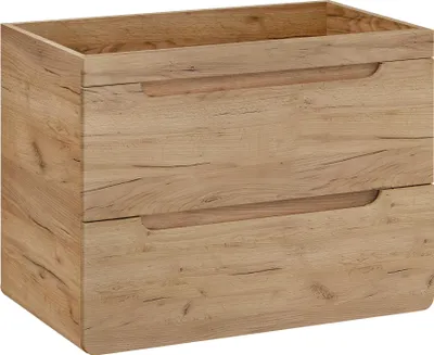A wooden cabinet with two drawers.