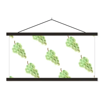 Obrázek produktu pro MuchoWow® Textilní plakát - Hrozny - Ovoce - Akvarel - Bílá - 150x75cm - S černými lamelami