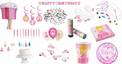 Produktbild von Amscan Prinzessin - großes Kindergeburtstags-Set I (79-teilig) Pappteller Pappbecher Servierten Dekoration Piniata