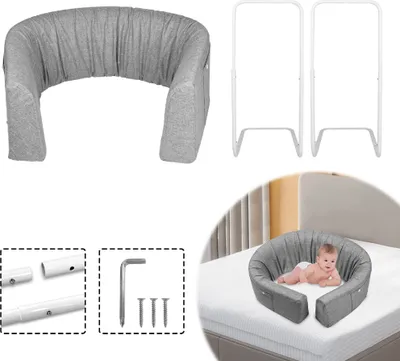 Produktbild von YARDIN Nastaviteľná tyčová zábrana na posteľ s ochranou proti vypadnutiu z postele Bed Guard Cot Rail Bed Edge Protector Bed Rail, nastaviteľný tvar pre deti a bábätká - sivá, 200 cm