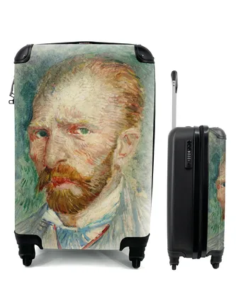 Produktbild von MuchoWow® Koffer Handgepäck Trolley Rollkoffer Kleine Reisekoffer mit 4 Rollen - Selbstporträt - Vincent van Gogh - Cabin Size < 55x40x23 cm & 55x40x20 cm - Fotokoffer - Kabinenkoffer - Boardgepäck - Reise-Box - Reisekoffer - Reisegepäck - Koffer mit Bild - Trolley für Kinder