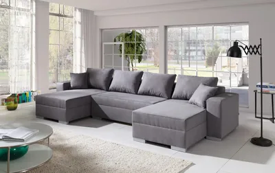 Produktbild von Couchgarnitur Ecksofa Sofa DIEGO – U-Form mit Schlaffunktion, Bettkasten und Wellenfederung