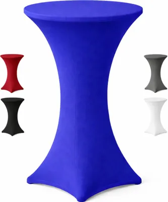 Produktbild von Stehtischhusse Stretch für Bistrotisch mit 4 Fußlaschen elastisch Ø 60-65x110-120 cm Blau