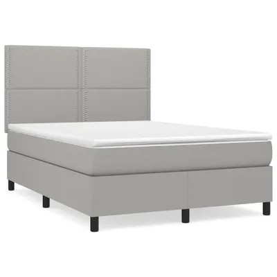 Image de vidaXL Lit boxspring avec matelas gris clair 140x190 cm Tissu
