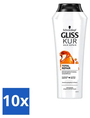 Imagen del producto de 10 champús Schwarzkopf Gliss Kur Oil Nutritive, 250 ml cada uno. Paquete económico de 10 unidades