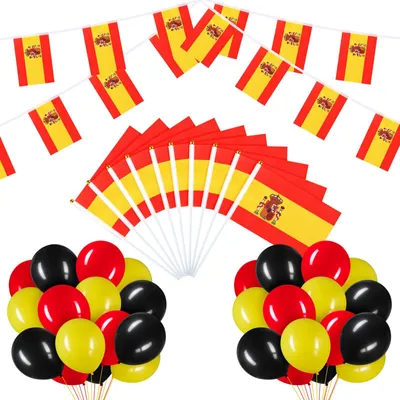 Immagine prodotto di Set di bandiere spagnole con palloncini - Decorazioni per feste per il Giorno della Spagna