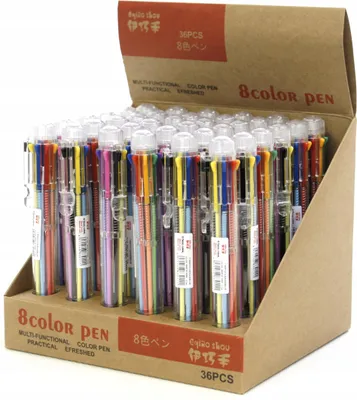 Produktbild von Mehrfarbiger Kugelschreiber 8 Farben - Praktischer Fineliner für Schule - Bunter Stift