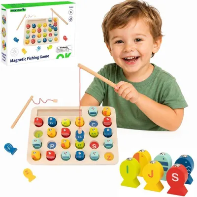 Image de Tooky Toy Jeu en Bois Pêche Apprentissage Lettres 29 Pcs.