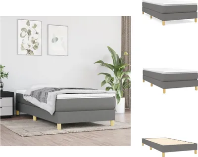 Image de vidaXL Lit Boxspring gris foncé 90x190 cm Tissu - Lits et Sommiers