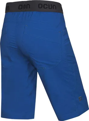 Blaue MÁNIA ECO Shorts von Ocun; geeignet für Klettern und Bouldern; mit elastischem Bund.