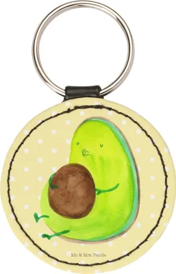 Produktbild von Mr. & Mrs. Panda Schlüsselanhänger Avocado Pfeifen - Gelb Pastell - Geschenk, Anhänger, klein, Gesund, Rund, Abnehmen, Ernährung, Taschenanhänger, edel, schlüsselbund