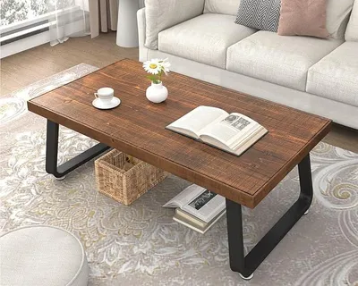 Imagen del producto de Mesa de centro de madera maciza, 120 cm, para sala de estar