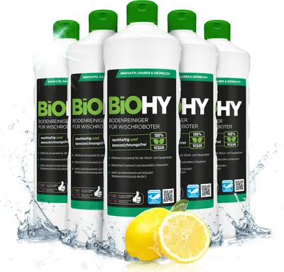 Produktbild von BiOHY Bodenreiniger für Wischroboter 6er Sparpack (6x1l), Glanzreiniger, Bodenwischpflege,Konzentrat – 6er Pack (6 x 1 Liter Flasche)