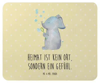 Produktbild von Mr. & Mrs. Panda Mousepad Elefant Seifenblasen - Gelb Pastell - Geschenk, Mauspad, laptop, Lustige Sprüche, Elefanten, mousematte, Liebe, Mouse Pad, Heimat, Liebesspruch