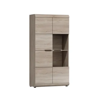 Produktbild von Masseno Vitrinenschrank LEGAME 158 x 80 cm Modern Wohnzimmer Vitrine mit Tür Sonoma Eiche / Sonoma Eiche