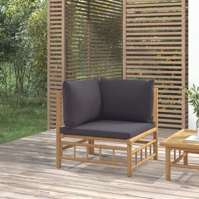 Produktbild von Garten-Ecksofa mit Dunkelgrauen Kissen Bambus , Gartensofas Design 2024