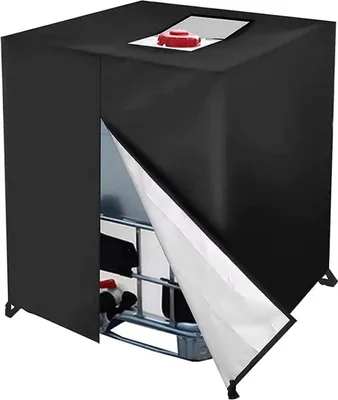 Produktbild von 1000L IBC Tankabdeckung, 420D Wasserbehälterdeckel, UV- und staubdichte IBC-Containerabdeckung, Schutzplane für IBC-Tank mit Reißverschluss (120 x 100 x 116 cm)