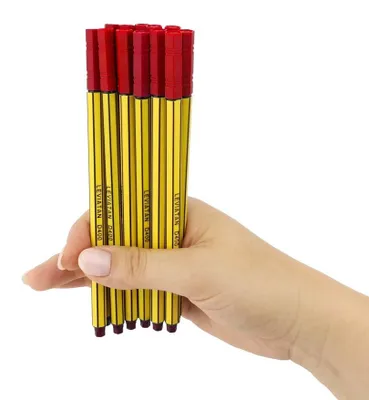 Produktbild von LEVIATAN D400 Fineliner rot 12 Stück | für den täglichen Gebrauch geeignet, Schreib und Schulbedarf | hohe Qualität, superfeine, Linienbreite ca. 0.4 mm