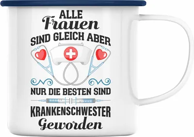 Produktbild von Trendation - Krankenschwester Emaille Tasse Geschenk Propofol Spritze Geschenk Krankenschwestern Emaille Emaille Tasse (Blau)
