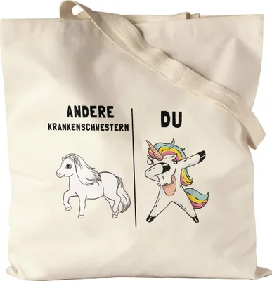 Produktbild von Andere Krankenschwestern Du Jutebeutel Stoffbeutel Canvas Krankenschwester Einhorn Kollegin Abschiedsgeschenk Rente Ruhestand