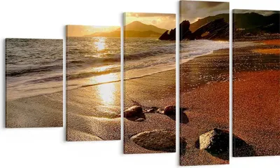 Produktbild von Bild auf Leinwand - Leinwandbild - Strand Wolken Abend Küste - 100x60cm - Wand Bild - Wanddeko - Leinwanddruck - Bilder - Kunstdruck - Wanddekoration - Leinwand bilder - Wandkunst - EG100x60-2527