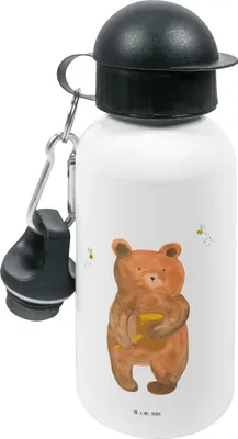 Produktbild von Mr. & Mrs. Panda Wasserflasche Bär Honig - Weiß - Geschenk, Teddy, Verliebte, Trinkflasche, Liebe, für den Kindergarten, Kinder, Kinderflasche, outdoor, Freund