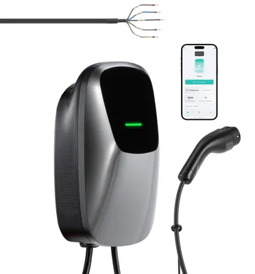 Immagine prodotto di SucceBuy, stazione di ricarica per auto elettriche da parete, 22 kW, trifase, 400 V, con connettore di tipo 2, cavo da 7,5 metri, grado di protezione IP65. Caricabatterie per veicoli elettrici e ibridi plug-in, dotato di controllo tramite app e display digitale