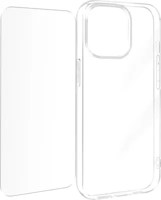 Immagine prodotto di Avizar, custodia in silicone per iPhone 15 Pro con pellicola in vetro 9H, set di protezione, trasparente