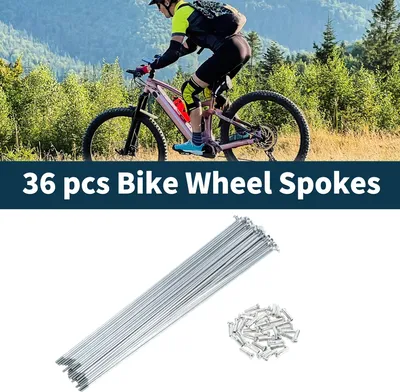 Image de Rayons de vélo Rayons de roue de vélo en acier au carbone galvanisé ton argent 1 ensemble 14G Longueur 237mm