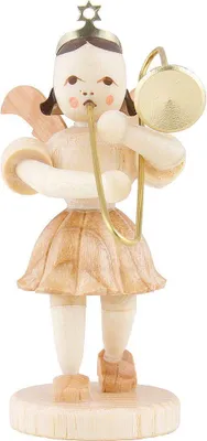 Produktbild von Kurzrockengel mit Zugposaune, natur (6,6cm) von Blank Kunsthandwerk