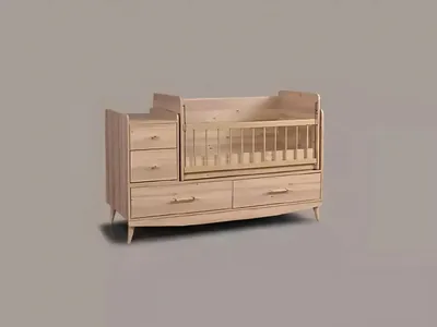 Produktbild von Kinderbett Säugling Baby Betten Kleinkind Bett Holzbett Braun mit Regalen
