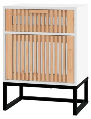 Produktbild von Nachttisch mit 1 Schublade und 1 Fach mit Tür, 40 x 30 x 55,5 cm (B x T x H), Weiß