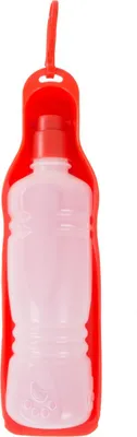 Produktbild von Reisetrinkflasche für Haustiere 400ml Wasserspender Trinknapf Trinkflasche Napf, Farbe:rot