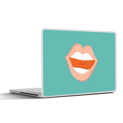 Produktbild von MuchoWow® Laptop Aufkleber Sticker Cover Blau - Mund - Lippenstift 25x18 cm - Laptop-Deko