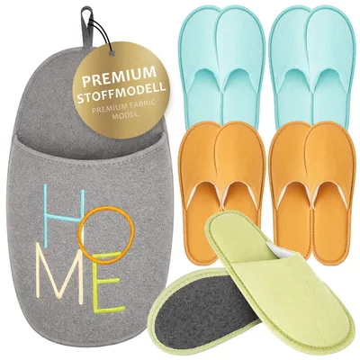 Produktbild von ONVAYA® Premium Gästehausschuhe Set Waschbare Gästepantoffeln Rutschfest Hausschuhe Guest Slipper Besucherhausschuhe Uni