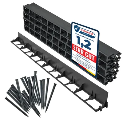 Produktbild von Garronda Beeteinfassung Kunststoff Bordstein mit Befestigungsankern 16 m x 7,8 cm mit 100 Befestigungsnägel