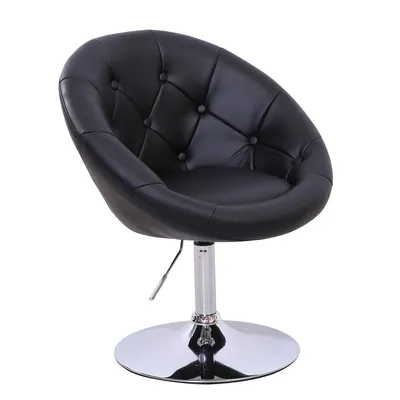 Produktbild von SVITA HAVANNA Sessel Lounge Clubsessel Barhocker Drehsessel Retro Kunstleder Schwarz/Silber