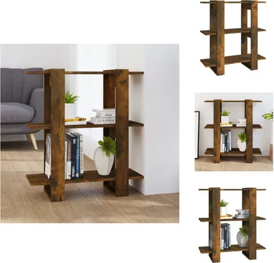 Obrázok produktu pre vidaXL Údený dubový regál/rozdeľovač izieb 80x30x87 cm - Regály a knižnice