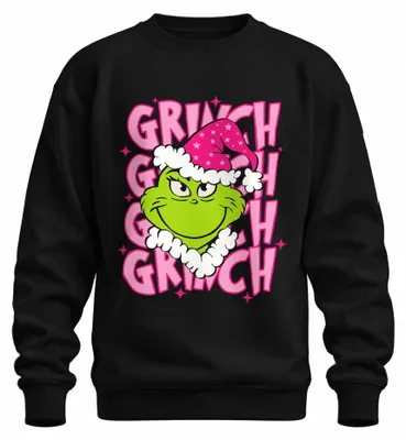 Produktbild von Grinch Weihnachten Frech Rosa Pink Santa Hut Ugly Christmas Sweatshirt Pullover, Schwarz, L