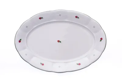 Produktbild von Ovale Schale, 32 cm, rosa Blumen, Porzellan G. Benedikt
