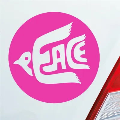 Produktbild von Auto Aufkleber Peace 70s Weltfrieden Taube Frieden 10x10 cm Pink Sticker Heckscheibenaufkleber