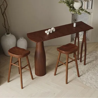 Produktbild von Hochtisch aus verleimtem Massivholz – Stabiler Bartisch für Café, Bar und Restaurant 180×50×105 cm /SMJBZ-180/