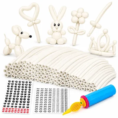 Produktbild von Modellierballons - Mit Luftpumpe - Zum Formen und Basteln - Weiß - 200 Stück